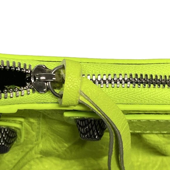 Auth BALENCIAGA Le Cagor 6958141 Neon Yellow Leather Shoulder Bag - Picture 13 of 16